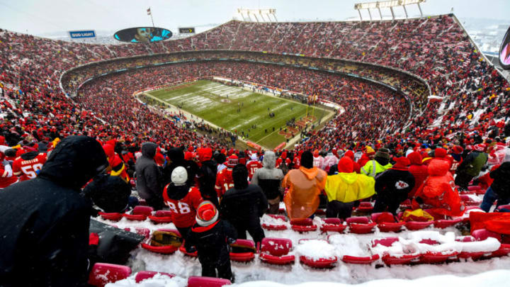 KANSAS CITY, MO - JANUARY 12: Fans begin to filter in prior to the game between the Kansas City Chiefs and the Indianapolis Colts at the AFC Divisional Round playoff game at Arrowhead Stadium on January 12, 2019 in Kansas City, Missouri. (Photo by Jason Hanna/Getty Images)