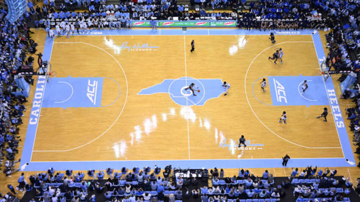 CHAPEL HILL, NORTH CAROLINA - FEBRUARY 05: A general view of the game between the North Carolina Tar Heels and the Duke Blue Devils at the Dean E. Smith Center on February 05, 2022 in Chapel Hill, North Carolina. Duke won 87-67. (Photo by Grant Halverson/Getty Images)