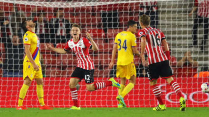 SOUTHAMPTON, ENGLAND – SEPTEMBER 21: Jake Hesketh of Southampton celebrates scoring his sides second goal during the EFL Cup Third Round match between Southampton and Crystal Palace at St Mary’s Stadium on September 21, 2016 in Southampton, England. (Photo by Richard Heathcote/Getty Images)
