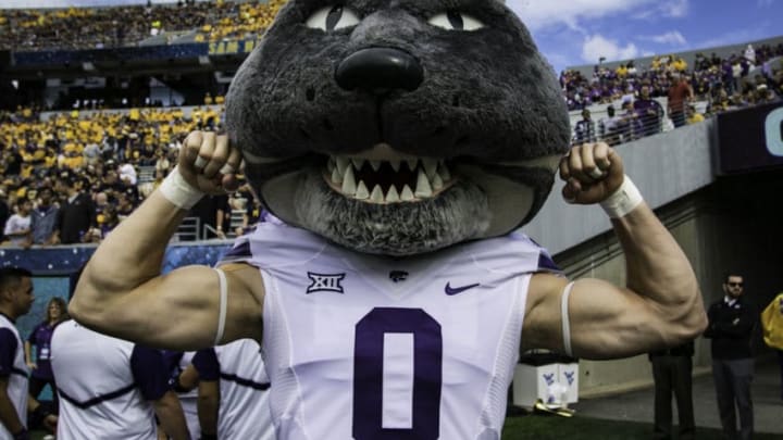 MORGANTOWN, WV - SEPTEMBER 22: Kansas State Wildcats Mascot Willie the Wildcat flexes for a photo during the college football game between the Kansa State Wildcats and the West Virginia Mountaineers on September 22, 2018 at Mountaineer Field at Milan Puskar Stadium in Morgantown, WV.(Photo by Mark Alberti/Icon Sportswire via Getty Images)