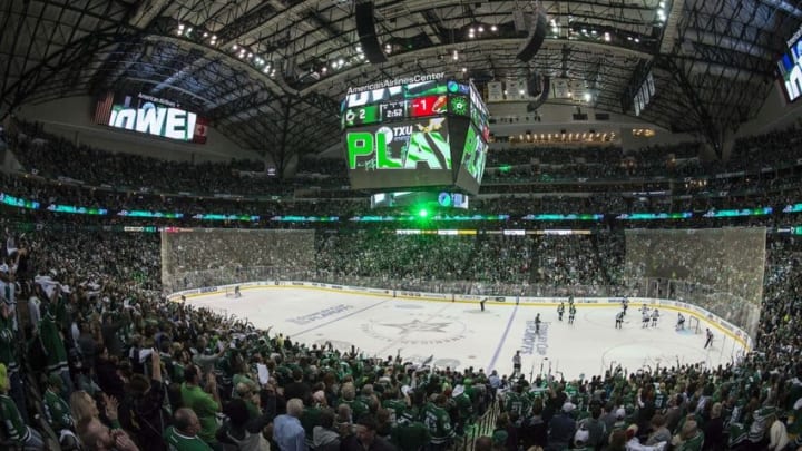 Apr 16, 2016; Dallas, TX, USA; A view of the arena as the Dallas Stars go on the power play against the Minnesota Wild during the third period of game two of the first round of the 2016 Stanley Cup Playoffs at the American Airlines Center. The Stars defeat the Wild 2-1. Mandatory Credit: Jerome Miron-USA TODAY Sports