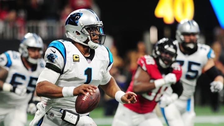ATLANTA, GA - DECEMBER 31: Cam Newton (Photo by Scott Cunningham/Getty Images)