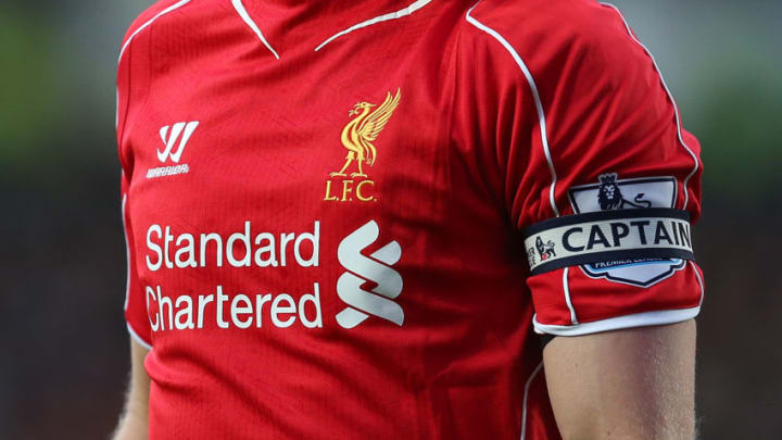 The captain's armband on a Liverpool shirt (Photo by AMA/Corbis via Getty Images)