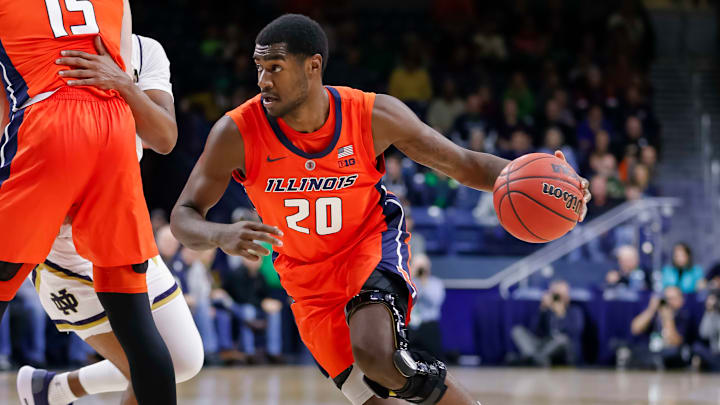 SOUTH BEND, IN – NOVEMBER 27: Da’Monte Williams #20 of the Illinois Fighting Illini drives to the basket during the game against the Notre Dame Fighting Irish at Purcell Pavilion on November 27, 2018 in South Bend, Indiana. (Photo by Michael Hickey/Getty Images)