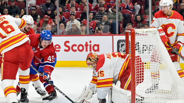 Nov 14, 2023; Montreal, Quebec, CAN; Montreal Canadiens forward Rafael Harvey-Pinard. Mandatory Credit: Eric Bolte-USA TODAY Sports