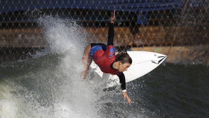 LEMOORE, CALIFORNIA – SEPTEMBER 20: Coco Ho of Hawaii competes during the 2019 Freshwater Pro-WSL on September 20, 2019 in Lemoore, California. (Photo by Sean M. Haffey/Getty Images)