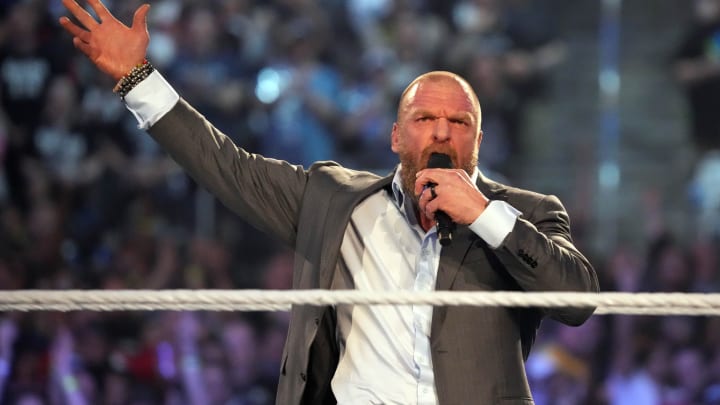 Triple H addressing the audience