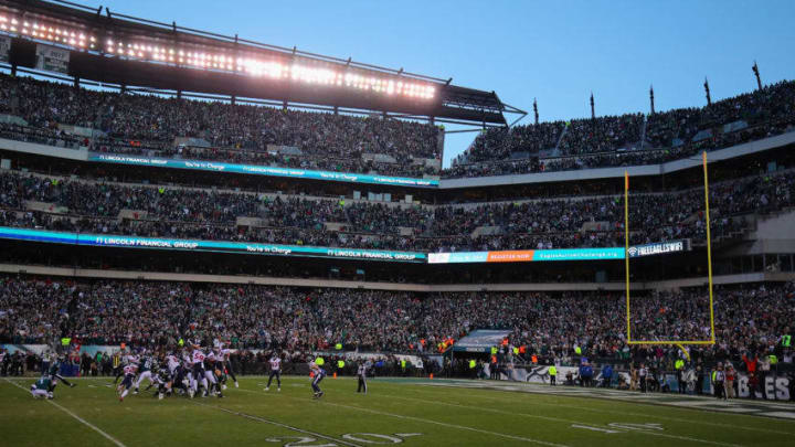 PHILADELPHIA, PA - DECEMBER 23: Jake Elliott #4 of the Philadelphia Eagles kicks the game-winning field goal during the fourth quarter to defeat the Houston Texans 32-30 at Lincoln Financial Field on December 23, 2018 in Philadelphia, Pennsylvania. (Photo by Brett Carlsen/Getty Images)