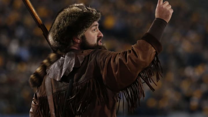 MORGANTOWN, WV – NOVEMBER 23: The West Virginia Mountaineer in action during the game between the Oklahoma Sooners and the West Virginia Mountaineers on November 23, 2018 at Mountaineer Field in Morgantown, West Virginia. (Photo by Justin K. Aller/Getty Images)