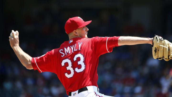 ARLINGTON, TX - JUNE 9: Drew Smyly #33 of the Texas Rangers pitches against the Oakland Athletics during the first inning at Globe Life Park in Arlington on June 9, 2019 in Arlington, Texas. (Photo by Ron Jenkins/Getty Images)