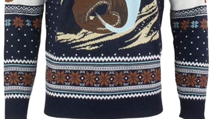 Discover Numskull's Millennium Falcon Space Slug Christmas sweater on Amazon.