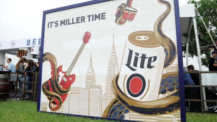 NEW YORK, NY - JUNE 03: The "It's Miller Time" wall at the Miller Lite Beer Hall, Created By MAC Presents, At Governors Ball on June 3, 2016 in New York City. (Photo by Craig Barritt/Getty Images for MAC Presents)