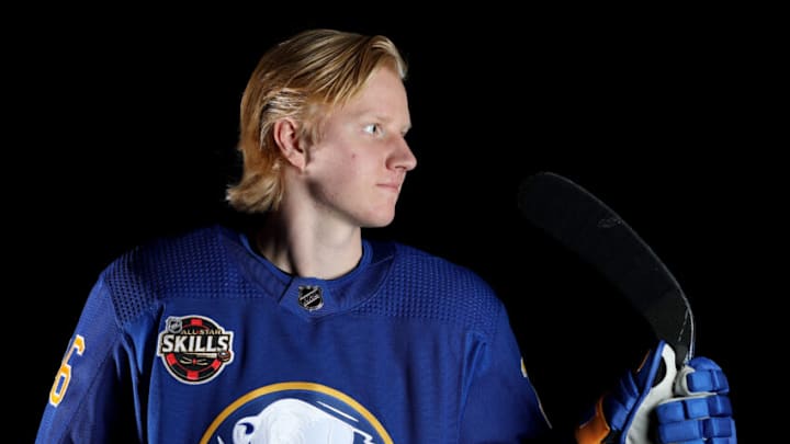 LAS VEGAS, NEVADA - FEBRUARY 04: Rasmus Dahlin #26 of the Buffalo Sabres poses for a portrait before the 2022 NHL All-Star game at T-Mobile Arena on February 04, 2022 in Las Vegas, Nevada. (Photo by Christian Petersen/Getty Images)