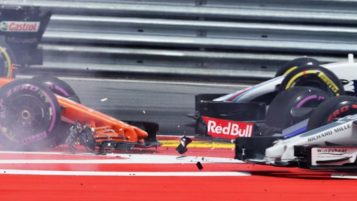 SPIELBERG, AUSTRIA - JULY 09: Detail of the collision at the start during the Formula One Grand Prix of Austria at Red Bull Ring on July 9, 2017 in Spielberg, Austria. (Photo by Mark Thompson/Getty Images) SPIELBERG, AUSTRIA - JULY 09: Detail of the collision at the start during the Formula One Grand Prix of Austria at Red Bull Ring on July 9, 2017 in Spielberg, Austria. (Photo by Mark Thompson/Getty Images)