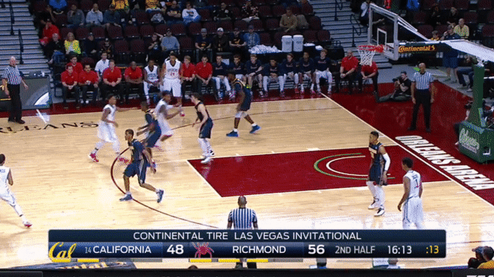 California v Richmond - Brown off ball defense/defensive awareness, cheats way too far in, solid close out, still gives up good look from 3