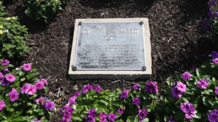 This plaque at Bellerive commemorates Gary Player’s 1965 US Open win. (Photo by Jamie Squire/Getty Images)