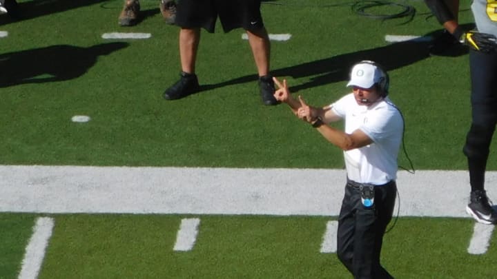 Oregon Head Coach Mark Helfrich on the sideline at Autzen StadiumJustin Phillips/KPNW Sports