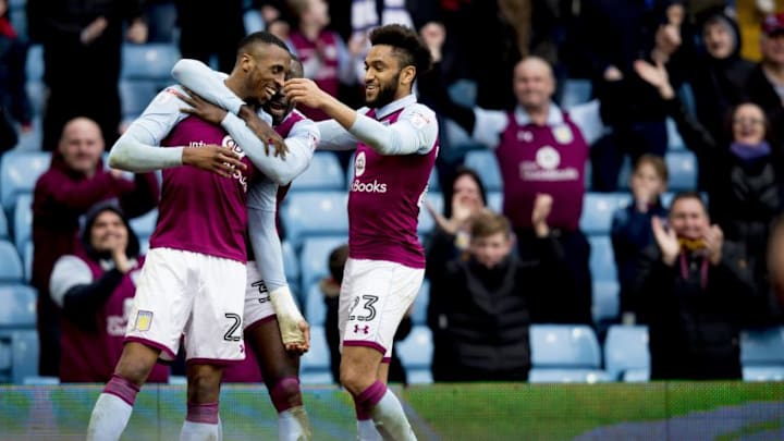 BIRMINGHAM, ENGLAND - MARCH 11 : Jonathan Kodjia of Aston Villa scores his second goal for Aston Villa during the Sky Bet Championship match between Aston Villa and Sheffield Wednesday at Villa Park on March 11, 2017 in Birmingham, England. (Photo by Neville Williams/Aston Villa FC via Getty Images)