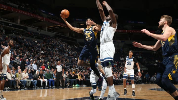 MINNEAPOLIS, MN - JANUARY 15: Jeremy Lamb #26 of the Indiana Pacers shoots the ball against the Minnesota Timberwolves. Copyright 2020 NBAE (Photo by David Sherman/NBAE via Getty Images)