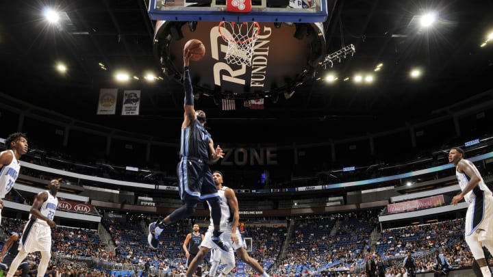 ORLANDO, FL – OCTOBER 10: Mike Conley #11 of the Memphis Grizzlies shoots the ball against the Orlando Magic during a pre-season game on October 10, 2018 at Amway Center in Orlando, Florida. NOTE TO USER: User expressly acknowledges and agrees that, by downloading and or using this photograph, User is consenting to the terms and conditions of the Getty Images License Agreement. Mandatory Copyright Notice: Copyright 2018 NBAE (Photo by Fernando Medina/NBAE via Getty Images)