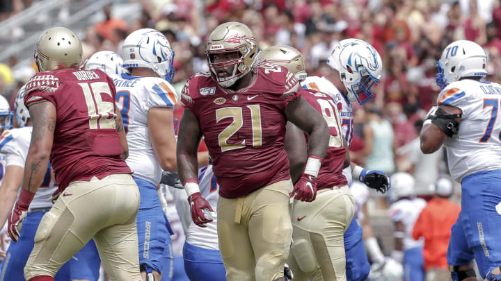 TALLAHASSEE, FL – AUGUST 31: Defensive Tackle Marvin Wilson #21 of the Florida State Seminoles during the game against the Boise State Broncos at Doak Campbell Stadium on Bobby Bowden Field on August 31, 2019 in Tallahassee, Florida. Boise State defeated Florida State 36 to 31. (Photo by Don Juan Moore/Getty Images)