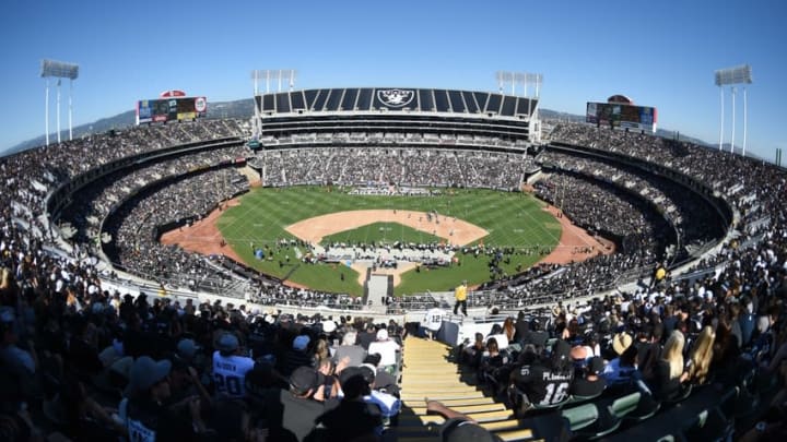 September 14, 2014; Oakland, CA, USA; General view of O.co Coliseum during the third quarter between the Oakland Raiders and the Houston Texans. The Texans defeated the Raiders 30-14. Mandatory Credit: Kyle Terada-USA TODAY Sports