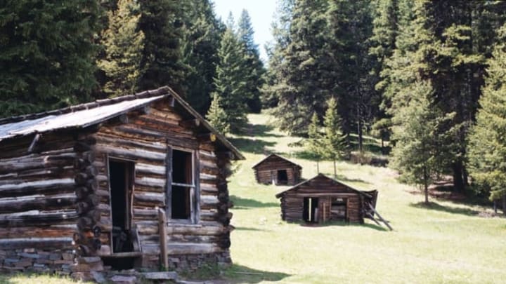 A miner's cabins in the ghost town of Garnet, Montana