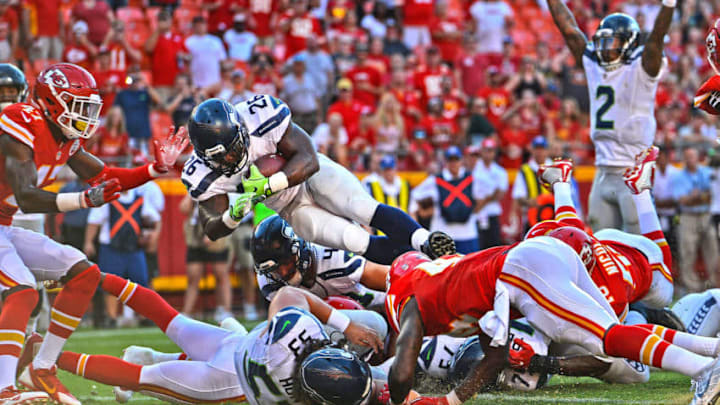 KANSAS CITY, MO - AUGUST 13: Running back Troymaine Pope (Photo by Peter Aiken/Getty Images)