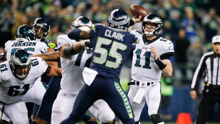 SEATTLE, WA - DECEMBER 03: Quarterback Carson Wentz (Photo by Jonathan Ferrey/Getty Images)