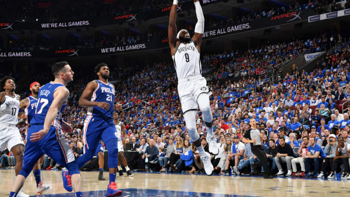 PHILADELPHIA, PA – APRIL 13: DeMarre Carroll #9 of the Brooklyn Nets dunks the ball against the Philadelphia 76ers during Game One of Round One of the 2019 NBA Playoffs (Photo by Jesse D. Garrabrant/NBAE via Getty Images)