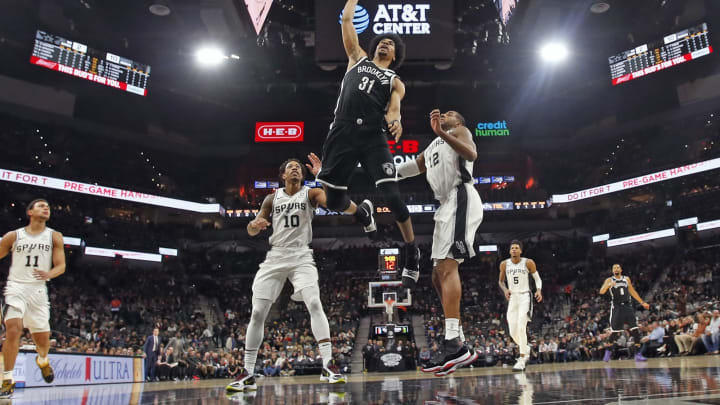 SAN ANTONIO, TX – DECEMBER 19: Jarrett Allen #31 of the Brooklyn Nets dunks past DeMar DeRozan #10 of the San Antonio Spurs in the first half at AT&T Center on December 19, 2019 (Photo by Ronald Cortes/Getty Images)