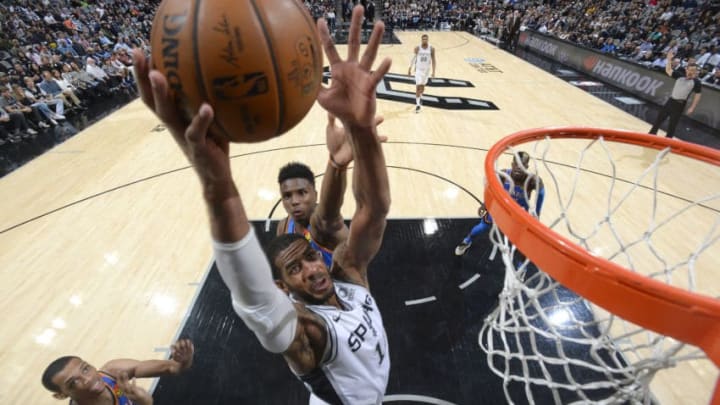 SAN ANTONIO, TX - JANUARY 2: LaMarcus Aldridge #12 of the San Antonio Spurs shoots the ball against the Oklahoma City Thunder on January 2, 2020 at the AT&T Center in San Antonio, Texas. NOTE TO USER: User expressly acknowledges and agrees that, by downloading and or using this photograph, user is consenting to the terms and conditions of the Getty Images License Agreement. Mandatory Copyright Notice: Copyright 2020 NBAE (Photos by Logan Riely/NBAE via Getty Images)