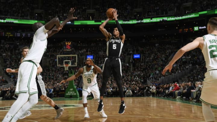 Dejounte Murray of the San Antonio Spurs. (Photo by Brian Babineau/NBAE via Getty Images)