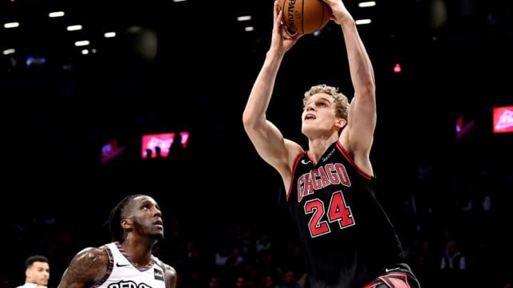 NEW YORK, NEW YORK - MARCH 08: Lauri Markkanen #24 of the Chicago Bulls scores a basket on a layup against the Brooklyn Nets in the second half at Barclays Center on March 08, 2020 in New York City. NOTE TO USER: User expressly acknowledges and agrees that, by downloading and or using this photograph, User is consenting to the terms and conditions of the Getty Images License Agreement. (Photo by Steven Ryan/Getty Images)