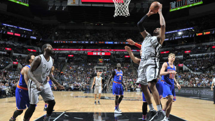 SAN ANTONIO, TX - MARCH 25: LaMarcus Aldridge #12 of the San Antonio Spurs shoots the ball during the game against the New York Knicks on March 25, 2017 at the AT&T Center in San Antonio, Texas. NOTE TO USER: User expressly acknowledges and agrees that, by downloading and or using this photograph, user is consenting to the terms and conditions of the Getty Images License Agreement. Mandatory Copyright Notice: Copyright 2017 NBAE (Photos by Mark Sobhani/NBAE via Getty Images) SAN ANTONIO, TX - MARCH 25: LaMarcus Aldridge #12 of the San Antonio Spurs shoots the ball during the game against the New York Knicks on March 25, 2017 at the AT&T Center in San Antonio, Texas. NOTE TO USER: User expressly acknowledges and agrees that, by downloading and or using this photograph, user is consenting to the terms and conditions of the Getty Images License Agreement. Mandatory Copyright Notice: Copyright 2017 NBAE (Photos by Mark Sobhani/NBAE via Getty Images)