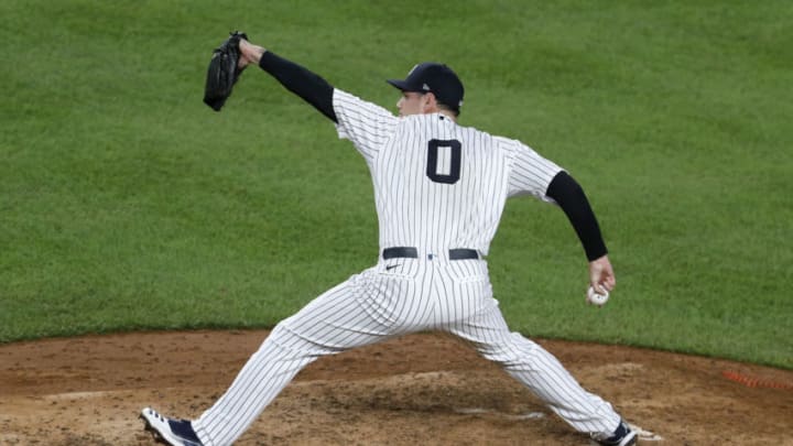 Adam Ottavino #0 of the New York Yankees in action against the Tampa Bay Rays at Yankee Stadium on September 02, 2020 in New York City. (Photo by Jim McIsaac/Getty Images)