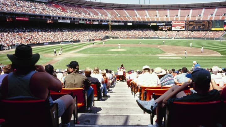 SAN FRANCISCO - AUGUST 23: A general view of the field from the seats behind first base during the MLB game between the Pittsburgh Pirates and the San Francisco Giants on August 23, 1992 in San Francisco, California. (Photo by Otto Greule Jr./Getty Images)
