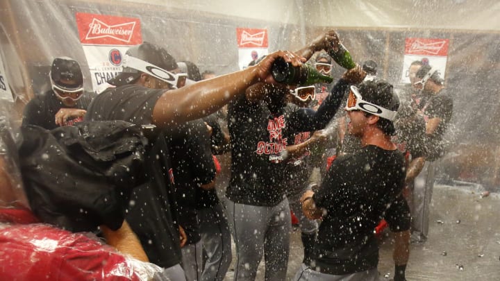 DETROIT, MI – SEPTEMBER 26: Cleveland Indians players celebrate in the clubhouse at Comerica Park after defeating the Detroit Tigers 7-4 to clinch the AL Central Championship on September 26, 2016 in Detroit, Michigan. (Photo by Duane Burleson/Getty Images)
