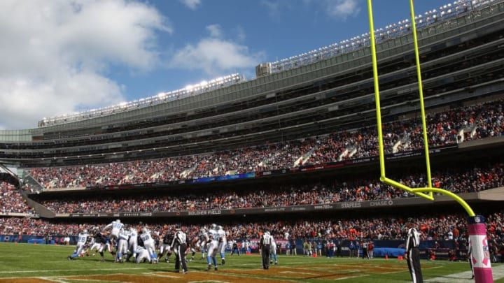 CHICAGO - OCTOBER 04: A general view of a field goal by the Chicago Bears against the Detroit Lions on October 4, 2009 at Soldier Field in Chicago, Illinois. The Bears defeated the Lions 48-24. (Photo by Jonathan Daniel/Getty Images)
