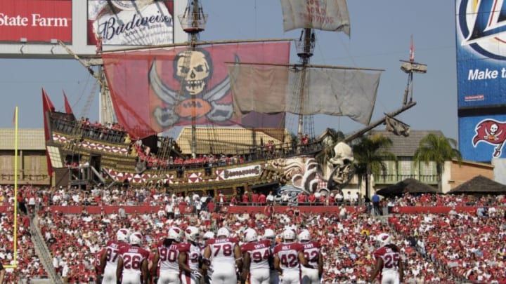 TAMPA, FL - NOVEMBER 4: A pirate ship is the background as the Tampa Bay Buccaneers host the Arizona Cardinals at the Raymond James Stadium on November 4, 2007 in Tampa, Florida. The Bucs won 17 - 10. (Photo by Al Messerschmidt/Getty Images) *** Local Caption ***