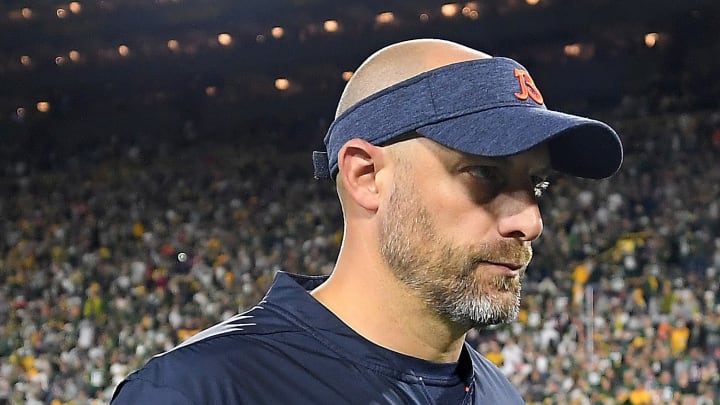 GREEN BAY, WI – SEPTEMBER 09: Head coach Matt Nagy of the Chicago Bears walks off the field after a game against the Green Bay Packers at Lambeau Field on September 9, 2018 in Green Bay, Wisconsin. The Packers defeated the Bears, 24-23. (Photo by Stacy Revere/Getty Images)