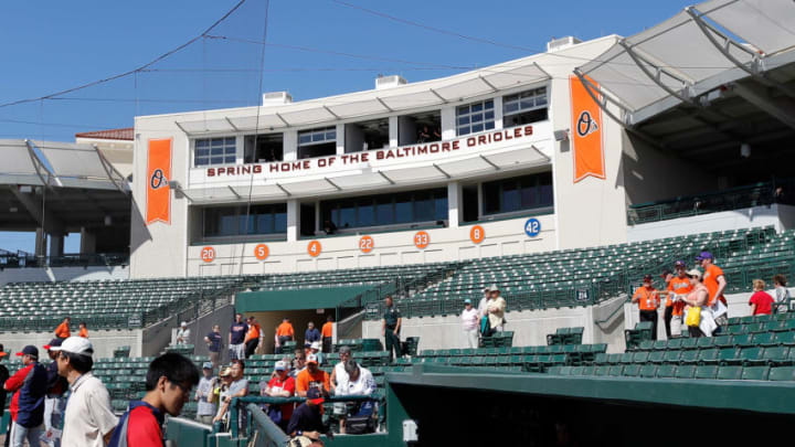 SARASOTA, FL - MARCH 03: A view of the newly renovated Ed Smith Stadium Press Box just before the Grapefruit League Spring Training Game between the Baltimore Orioles and the Minnesota Twins on March 3, 2011 in Sarasota, Florida. (Photo by J. Meric/Getty Images)