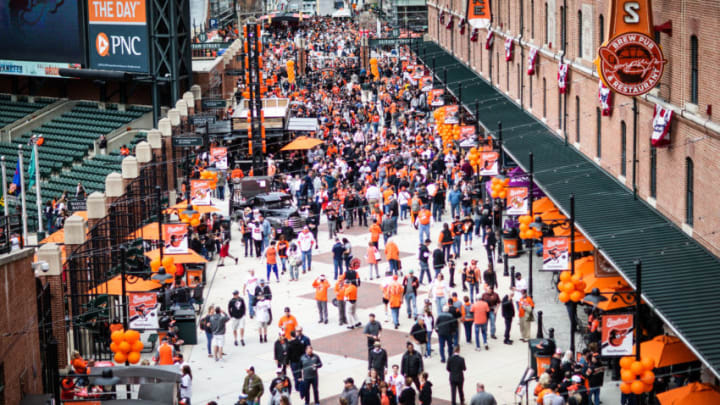 BALTIMORE, MD - APRIL 04: A general view of fans on Eutaw Street before an Opening Day game between the New York Yankees and the Baltimore Orioles at Oriole Park at Camden Yards on April 4, 2019 in Baltimore, Maryland. (Photo by Rob Tringali/SportsChrome/Getty Images) *** Local Caption ***