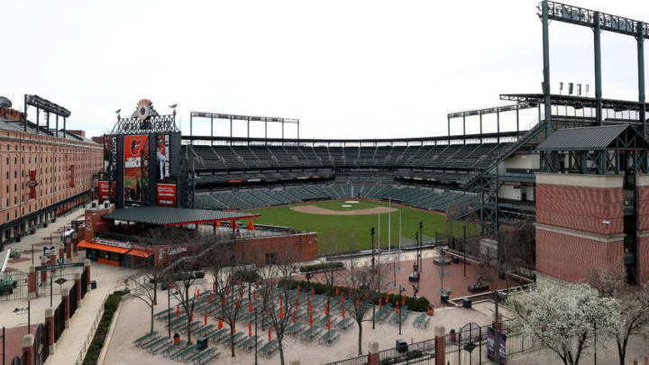 BALTIMORE, MARYLAND - MARCH 13: A general view of Oriole Park at Camden Yards on March 13, 2020 in Baltimore, Maryland. Major League Baseball cancelled spring training games and has delayed opening day by at least two weeks due to COVID-19. (Photo by Rob Carr/Getty Images)