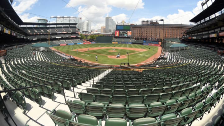 BALTIMORE, MD - AUGUST 02: General view of the third inning during a baseball game between Baltimore Orioles and the Tampa Bay Rays on August 2, 2020 at Oriole Park at Camden Yards in Baltimore, Maryland. (Photo by Mitchell Layton/Getty Images)