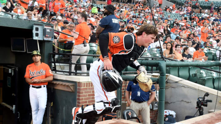 Adley Rutschman #35 of the Baltimore Orioles. (Photo by Greg Fiume/Getty Images)