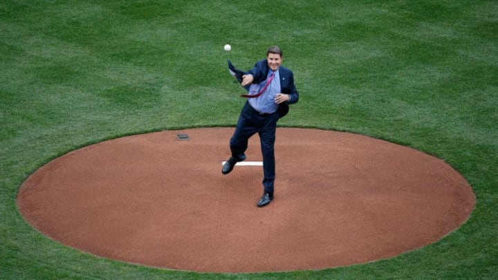 BALTIMORE, MD - APRIL 10: Former Baltimore Orioles pitcher Jim Palmer throws out the ceremonial first pitch before the start of the Orioles and Toronto Blue Jays home opener at Oriole Park at Camden Yards on April 10, 2015 in Baltimore, Maryland. (Photo by Rob Carr/Getty Images)