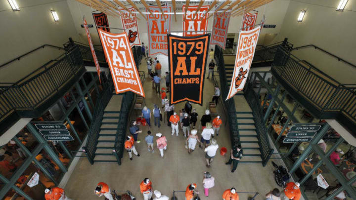 SARASOTA, FL - FEBRUARY 23: Fans make their way into the ball park prior to a Grapefruit League spring training game between the Tampa Bay Rays and Baltimore Orioles at Ed Smith Stadium on February 23, 2018 in Sarasota, Florida. (Photo by Joe Robbins/Getty Images)