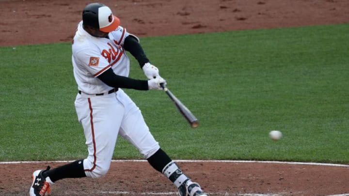 BALTIMORE, MD - AUGUST 30: Jonathan Schoop #6 of the Baltimore Orioles drives in the go ahead run against the Seattle Mariners in the eighth inning of thBale Orioles 8-7 win at Oriole Park at Camden Yards on August 30, 2017 in Baltimore, Maryland. (Photo by Rob Carr/Getty Images)