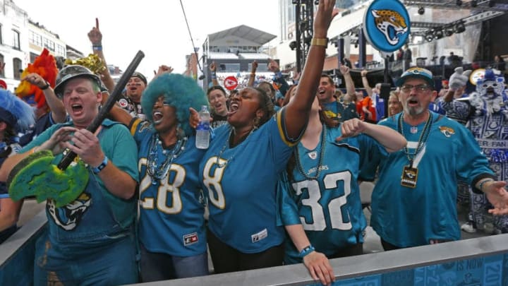 Fans of the Jacksonville Jaguars on Day 1 of 2019's draft (Photo by Frederick Breedon/Getty Images)